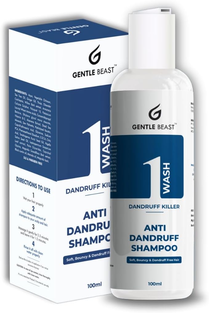 Gentle Beast 1 Wash Anti Dandruff Shampoo | Instantly Clears Away Dandruff Flakes | Soft & Silky Hair