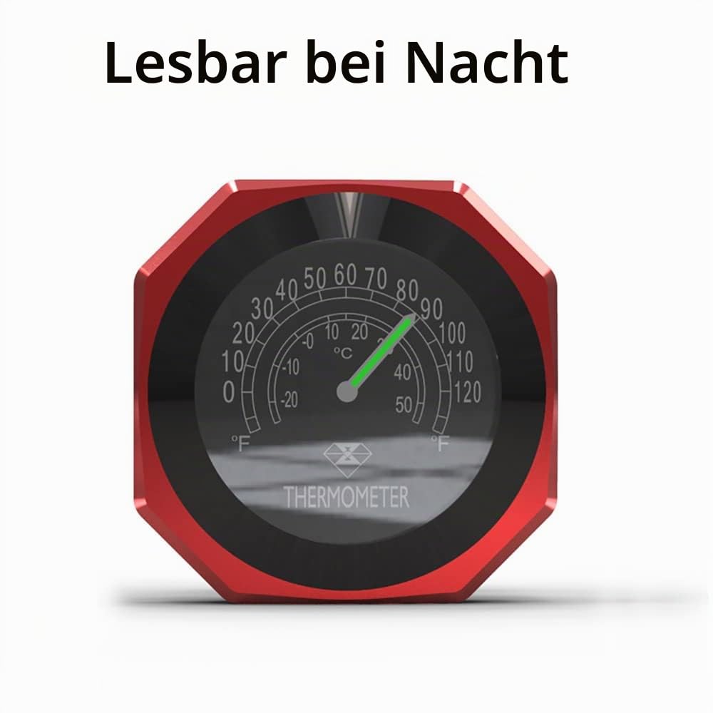Riloer Lenkerthermometer, wasserdicht, leuchtende Legierung, Temperaturmessgerät, Legierung, Motorradthermometer, kompatibel mit Yamaha Kawasaki Honda Suzuki Harley Davidson