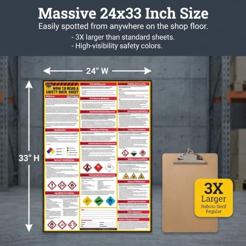 Image of How To Read A Safety Data Sheet (SDS /MSDS) Poster, 24 x 33 Inch, UV Coated Paper (Poster)