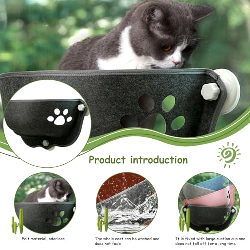 Hamaca para ventana de gatos HoveeLuty suave y lavable 7