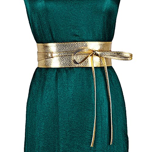 Women Faux Leather Obi Style Belt, Retro Lace Up Wide Wrap Waist Belt for Party Casual Fashion