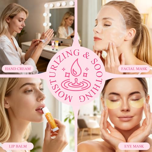 Hautpflege Geschenkset Frauen Beauty Set, 72 Teile Skincare Set mit Gesichtsmasken, Lippenbalsam, Handcremes und Augenpads, Spa-Party-Zubehör für Frauen, Gastgeschenke für Hochzeiten und Babypartys