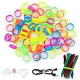 100 Stück Gummiringe, 12 mm Kleine Gummibänder Breit, Rutschfeste Silikon Kabelbinder, Wiederverwendbare Gummibänder für Kabelmanagement, Haus, Büro, Schule Organisation (Bunt)​​