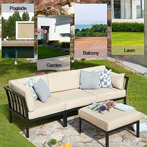 Image of LOKATSE Home 2 Piece Corner & Armless Sofa Outdoor Furniture Sectional Couch Set Patio Loveseat