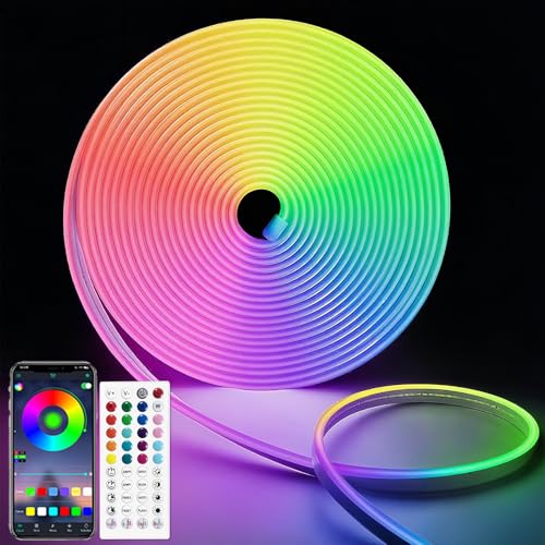 iNextStation RGB Neon LED Strip Lights, 16.4 FT Color Changing Flexible Rope Lights with Power...