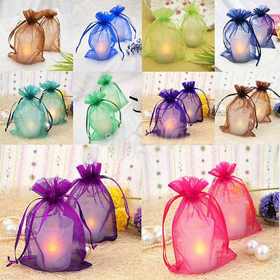 Bonnin Organza Gift Bags - Gold Jewelry Pouches for Wedding Party Favors, and Sachets, 9cm x 7cm (Pack of 50) (Hot pink) - Image 3