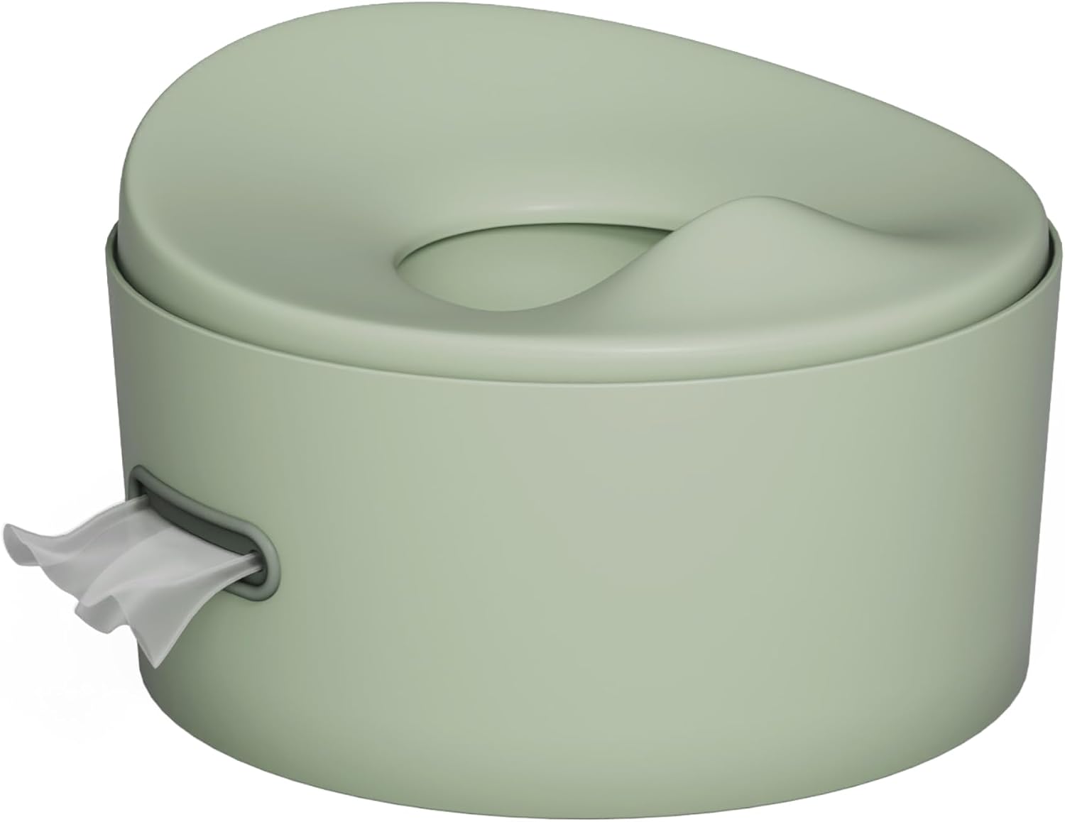 Lalo 3-in-1 Potty - Toddler Floor Potty, Toilet Trainer Seat & Step Stool with Removable Bowl, Soft-Open Hinged Lid, Built-in Wipes Dispenser, and Non-Slip Base - Easy to Clean - Sage