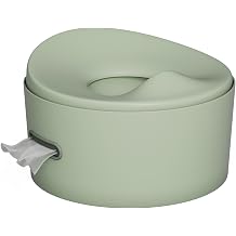 Lalo 3-in-1 Potty - Toddler Floor Potty, Toilet Trainer Seat & Step Stool with Removable Bowl, Soft-Open Hinged Lid, Built-in Wipes Dispenser, and Non-Slip Base - Easy to Clean - Sage