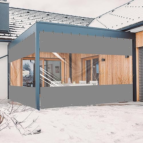 Lona transparente resistente con ojales, impermeable y personalizable (4 x 5 m, 450 g/m²), lona transparente de 0,45 mm de grosor, para pérgola o cenador, resistente al viento y duradera