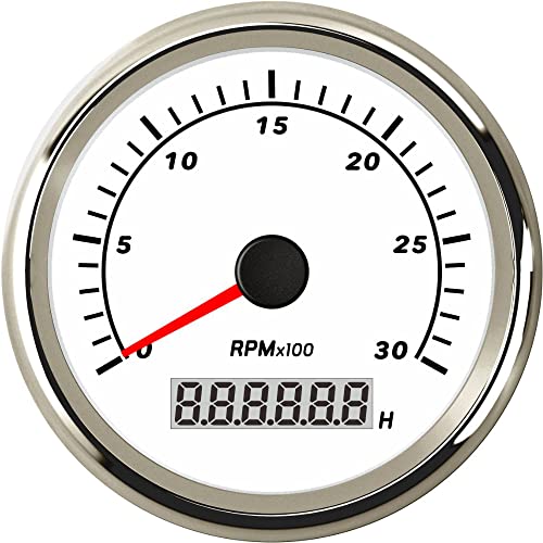 Tachymètre 85 mm 0-3000 tr/min avec compteur horaire jauge étanche 12V 24V