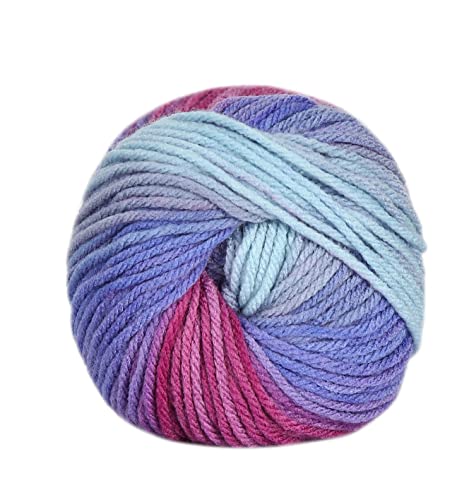 5 x 100 g Wollbiene Batik, 500 g Wool with Colour Gradient, Multicoloured Knitting Wool, Crochet Wool (2000 Berry Purple) - Image 3