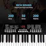 M SANMERSEN Piano Keyboard for Beginners 37 Keys Built-in 1200mA Rechargeable Battery Electronic Piano Keyboards Portable Music Pianos Keyboard with Mic LED Screen Teaching Gift for Beginners, Black