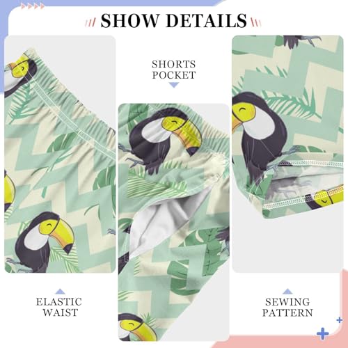 Tropical Toucan Leaf Boys Pants for Kids Jogger Pants with Pockets S-XL4