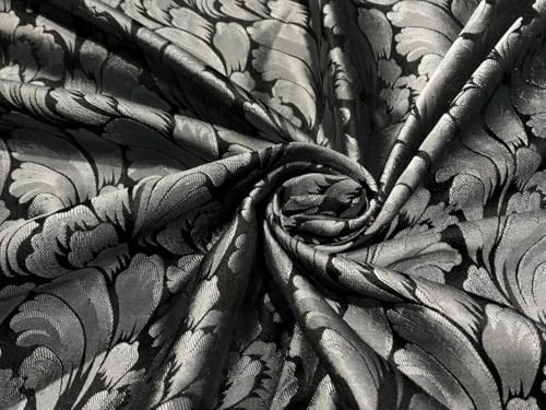 Soie jacquard noir et argent au mètre TAFJACNEW12 taffetas de soie lourd