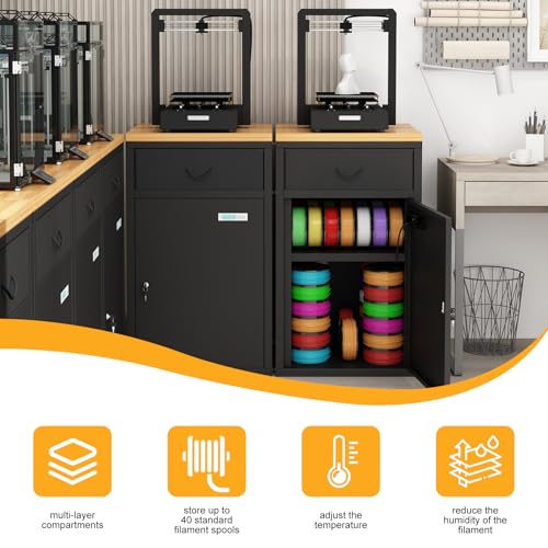 Hymula Dual-Door Dry Cabinet Holds 40 Rolls for 3D Printers, 180L Dehumidifying Filament Storage Cabinet, Industrial-Grade Organizer for PLA/ABS/TPU/Nylon, with Stand & Airtight Humidity Control