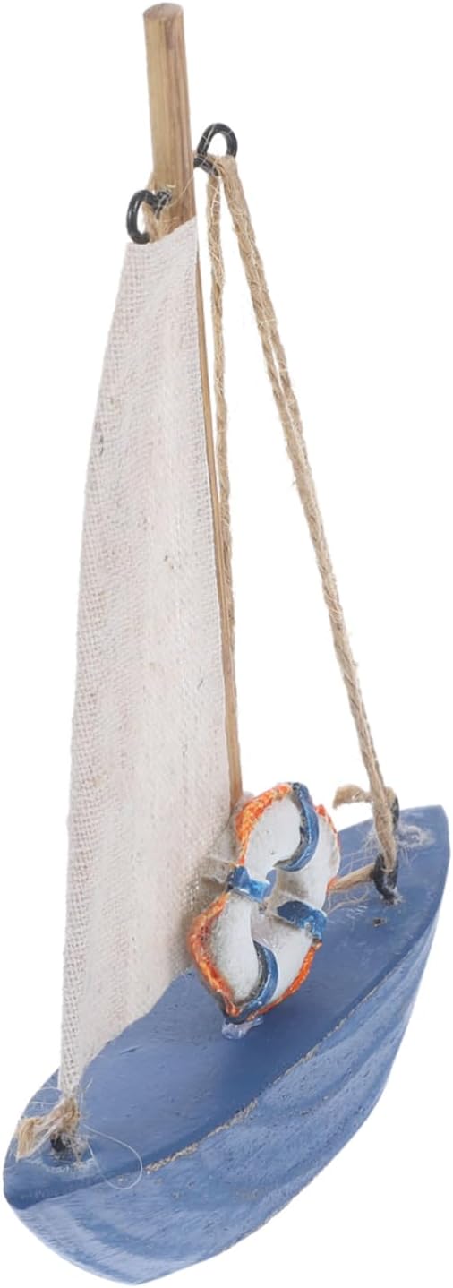 Gadpiparty Mediterranean Style Wooden Sailboat Model Decor Retro Nautical Sailing Boat Ornament with Realistic Craftsmanship Lightweight and Interior Decoration Finish for Spaces
