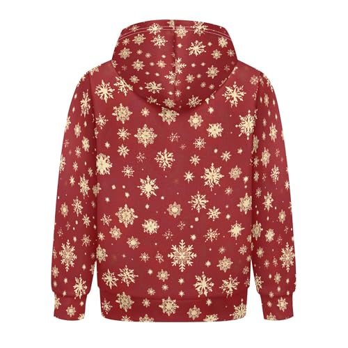 Kids Hoodies Sweaters Christmas Xmas Snowflake Hooded Sweatshirts with Big Pockets for Boys Girls B04000872