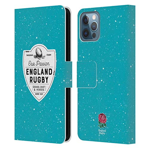 Funda de cuero tipo libro England Rugby para iPhone 12 con diseño de historia y protección total