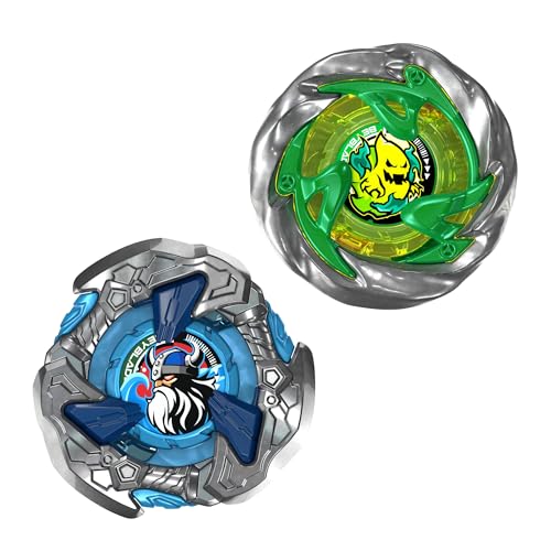 Image of Beyblade X Circle Ghost 4-60LR UX & Hack Viking 4-55O UX Takara Tomy Dual Pack Set with 2 Right-Spinning Tops, Battling Tops Game Toys, Ages 8+