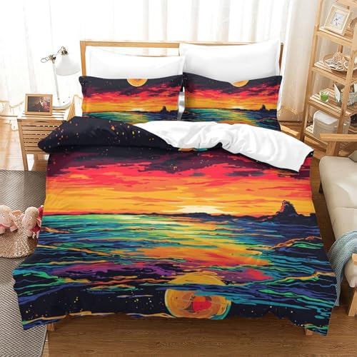 Housse de couette planète bleue 3D microfibre pour chambre ado