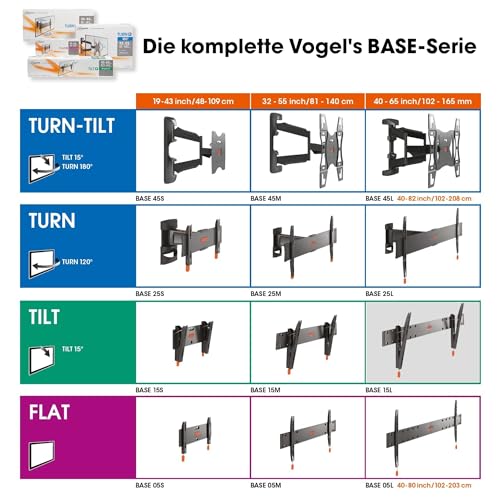 Vogel's Base 15L neigbare TV Wandhalterung für 40-65 Zoll Fernseher, Max. 45 kg, Halterung auch für LCD, LED, QLED und OLED Fernseher… – Ansicht 6