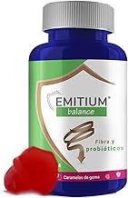 Fiber for Constipation | Digestion Regulating Supplement | FOS, Probiotics & Prebiotics | Sugar Free | 60 Strawberry Flavor Gummies | EMITIUM Balance