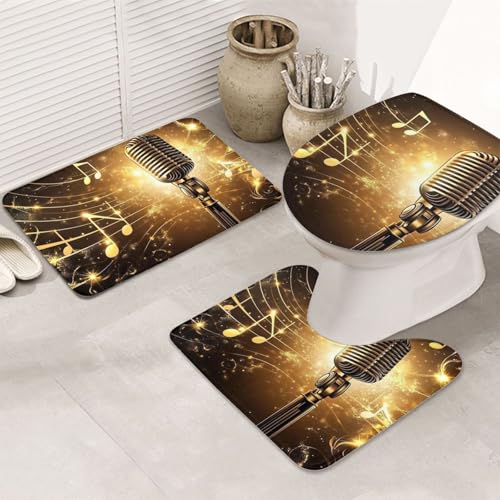 Alfombras de baño lavable a máquina juego de microfibra con ondas musicales 2