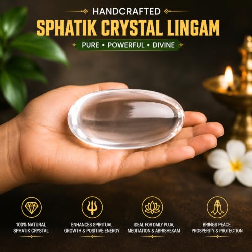 Image of Certified Original Sphatik Lingam (30-40g) | AAA Grade Clear Quartz Crystal Spatika Shivling with Ganga Jal | Crystal Shivling for Sawan, Shravan, Rudrabhishek, Puja, Home Temple & Meditation