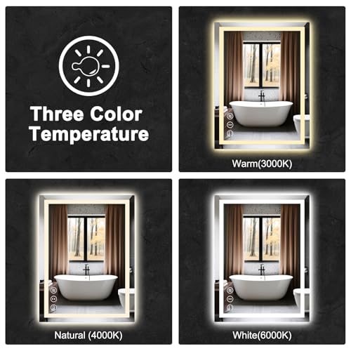 20x28 LED Bathroom Mirror with Lights, Anti Fog Vanity Mirror Wall Mounted, Dimmable Front Light and Backlight, Memory Function Tempered Glass Shatter Proof ETL Listed by faainit - Image 5