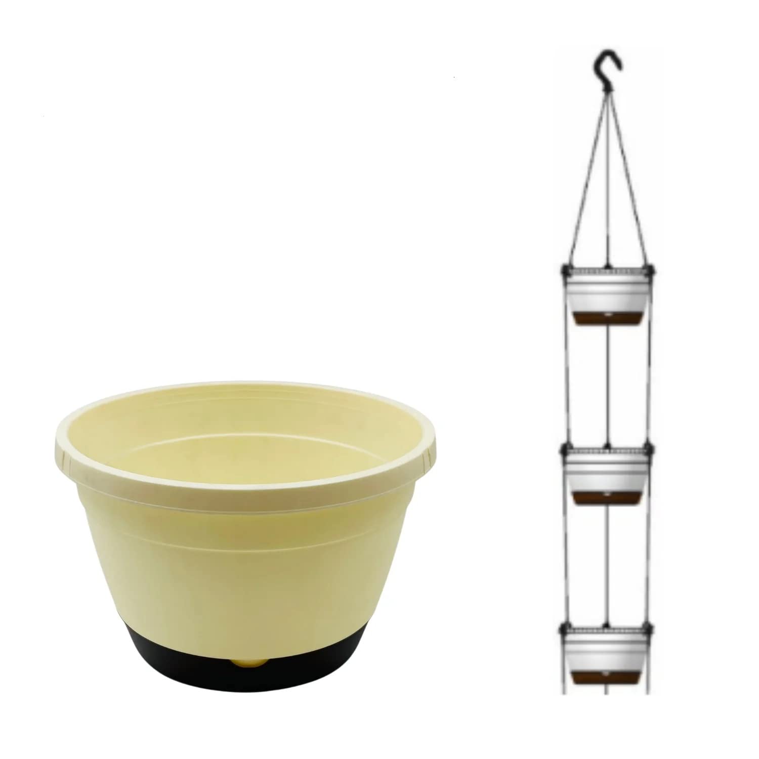 Hug A Plant | Tuka 20 Three Tier Self Watering Hanging Round Plastic Pot (7INCH|20CM) (Ivory) (B0C6KRD79K) Amazon Price History, Amazon Price Tracker