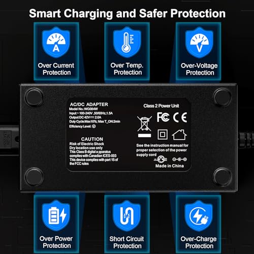 image for Loqdivr 42V 2A Replacement Charger for 42V/36V Electric Scooter Ebike 