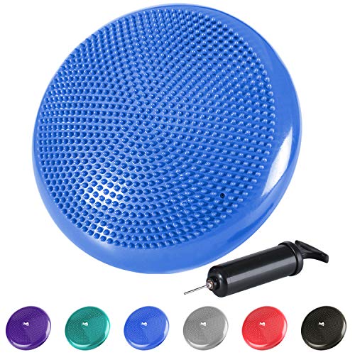 REEHUT Coussin d'équilibre + Pompe 33cm Gonflable PVC pour Core Training, Fitness, rééducation, Rétablissement - Bleu