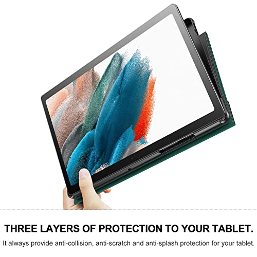 Infiland Case For Samsung Galaxy Tab A8 10.5 Inch 2022, Multi-Viewing Angles, Pu Leather Smart Cover With Auto Sleep Wake Feature For Samsung Galaxy Tab A8 Tablet [Sm-X200/X205/X207], Midnight Green #TOP4