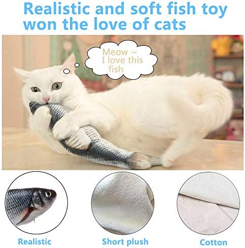 Floppy Fish Cat Toy - Cat Toys for Indoor Cats, 11" Interactive Catnip Toys for Cats, Realistic Plush Simulation Moving Fish Cat Toy, Washable, Perfect for Cats Kittens to Bite, Chew and Kick