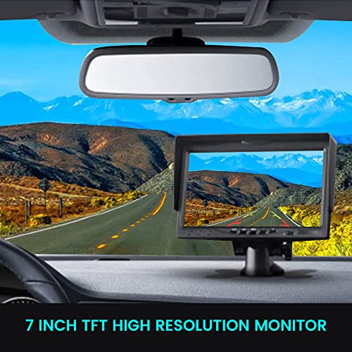 Image of Anina 7 Inch Monitor Quad Split HD Screen 4 Channels RCA Video Inputs for Car Pickup Truck SUV Vehicle with Headrest Mounting Bracket