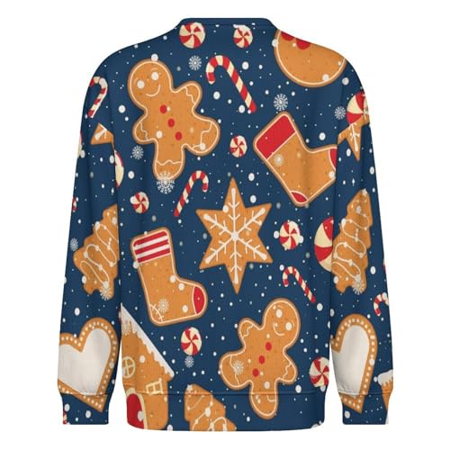 MoBlinko Sweaters for Men Christmas Gingerbread Man Mens Crewneck Sweater 2XL Long Sleeve Lightweight Pullover3