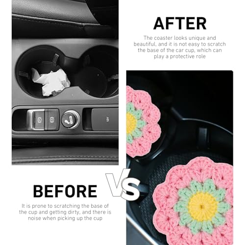 2 PCS Portavasos de Auto Estilo Bohemio en Algodón Rosa miniatura 6