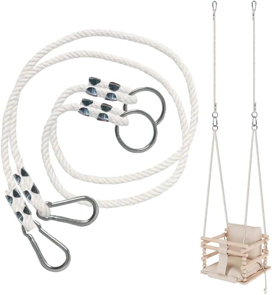 MAMOI® Swing Kit 50 kg | 2 x Extension with Metal Snap Hook | 100% Eco Natural Rope | Swing Replacement | Made in EU