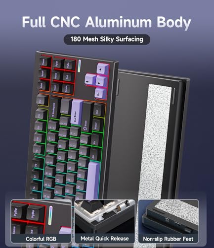 Image of MCHOSE GX87 Aluminum Custom Mechanical Keyboard Gaming Keyboards with Quick Disassemble Case, Black