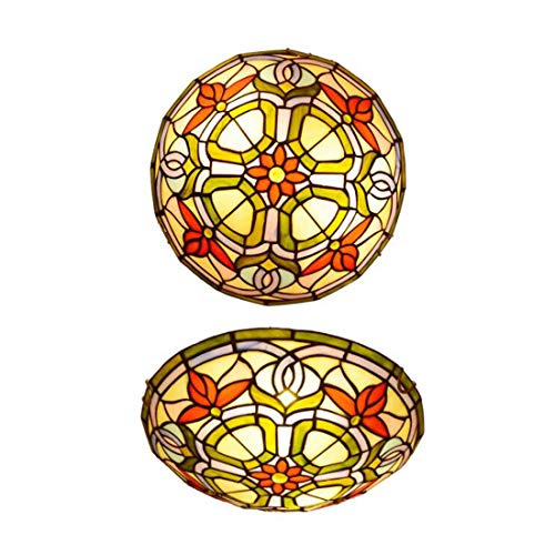 Plafonnier rétro artisanal en vitrail rond E27 finition prestige - 3