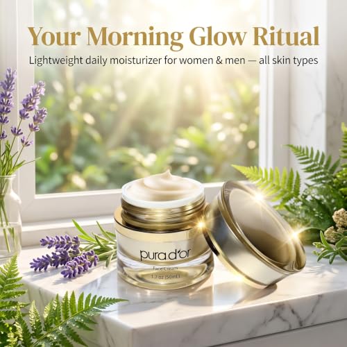 PURA D'OR 1.7 Oz Radiant Glow AM Face Cream - Methylene Blue, Polyphenols, Flavonoids, Apple Stem Cell Extract - Aloe Vera Base Anti-Aging Morning Moisturizer - Daily Facial Treatment For Women & Men - image 5