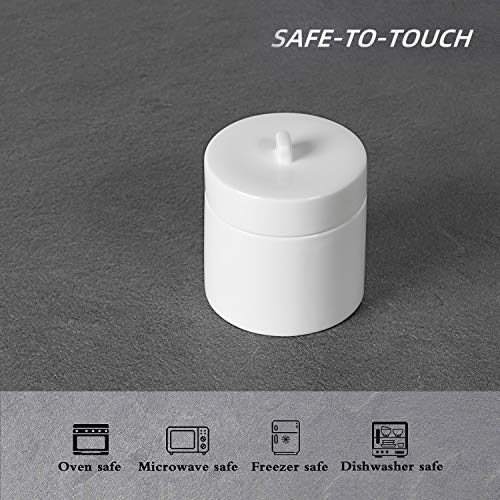 Leetoyi Ceramic Cotton Swabs Holder Organizer With Lid,Storage Canisters For Cotton Swabs,Cotton Balls,Makeup Sponges, Hair Ties,Bath Salts, And Easy To Clean (White) #TOP2