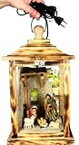 LATERNE MIT BELEUCHTUNG + WEIHNACHTSKRIPPE ZUM HERAUSNEHMEN, DAMIT GANZJÄHRIG EINSETZBAR