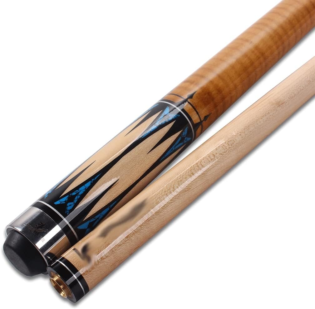 58" 1/2 Pool Cue Flame Maple Pack 19oz to 21oz 13mm Knuckle Cue Knuckle Protector