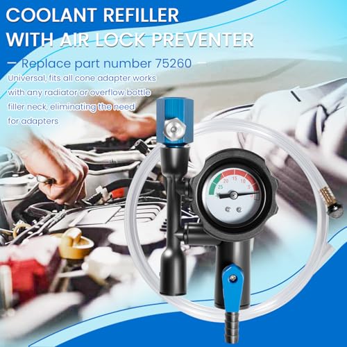 Image of 75260 Coolant Refiller Kit Fits All Cone Adapter Coolant Fill Kit with Air Lock Preventer for Vacuum Leak Tester