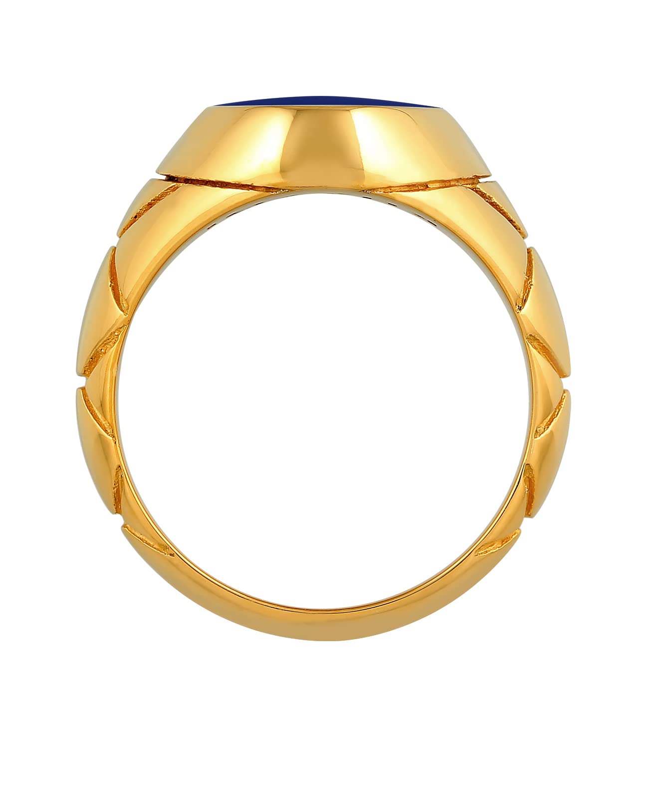 Kuzzoi Anillo de sello para hombre ovalado esmaltado azul, 13 mm de ancho de plata de ley 925 chapada en oro, anillo de oro, anillo para hombre, talla 54-66, 0609981521