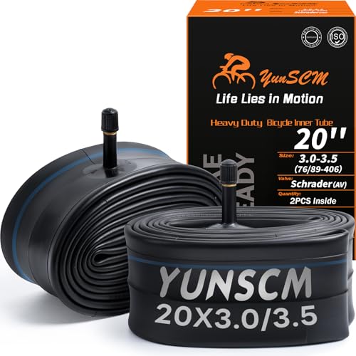 Heavy Duty 20x3.0 E-Bike Tubes 20 x 3 Premium Butyl Compatible with 20x 3.0-3.5 BMX Road City Mountain Electric Bicycle Fat Tire Tubes Schrader Valve 2-PCS
