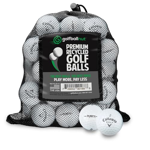 GolfBall Nut - 24 Recycled Golf Balls for Callaway Mix - Used Golf Balls Bulk Good Condition Includes Mesh Bag 24-Pack White