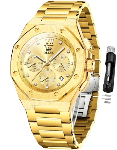 Image of OLEVS Watches for Men Luxury Fashion Large Dial Male Watches Analog Quartz Stainless Steel Waterproof Business Dress Men's Wrist Watch