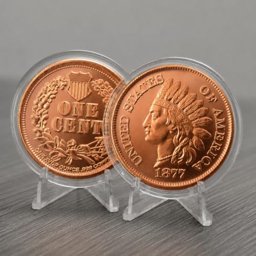 Image of 1877 Indian Head Cent Design 1 oz Pure .999 Copper Round Collectible Jumbo 39mm Coin in Capsule - COA by Heavenly Metals